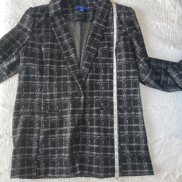 APT. 9 Ponte Stretch Knit Jacket Shine Plaid L NWT Black & Silver - Picture 16 of 16